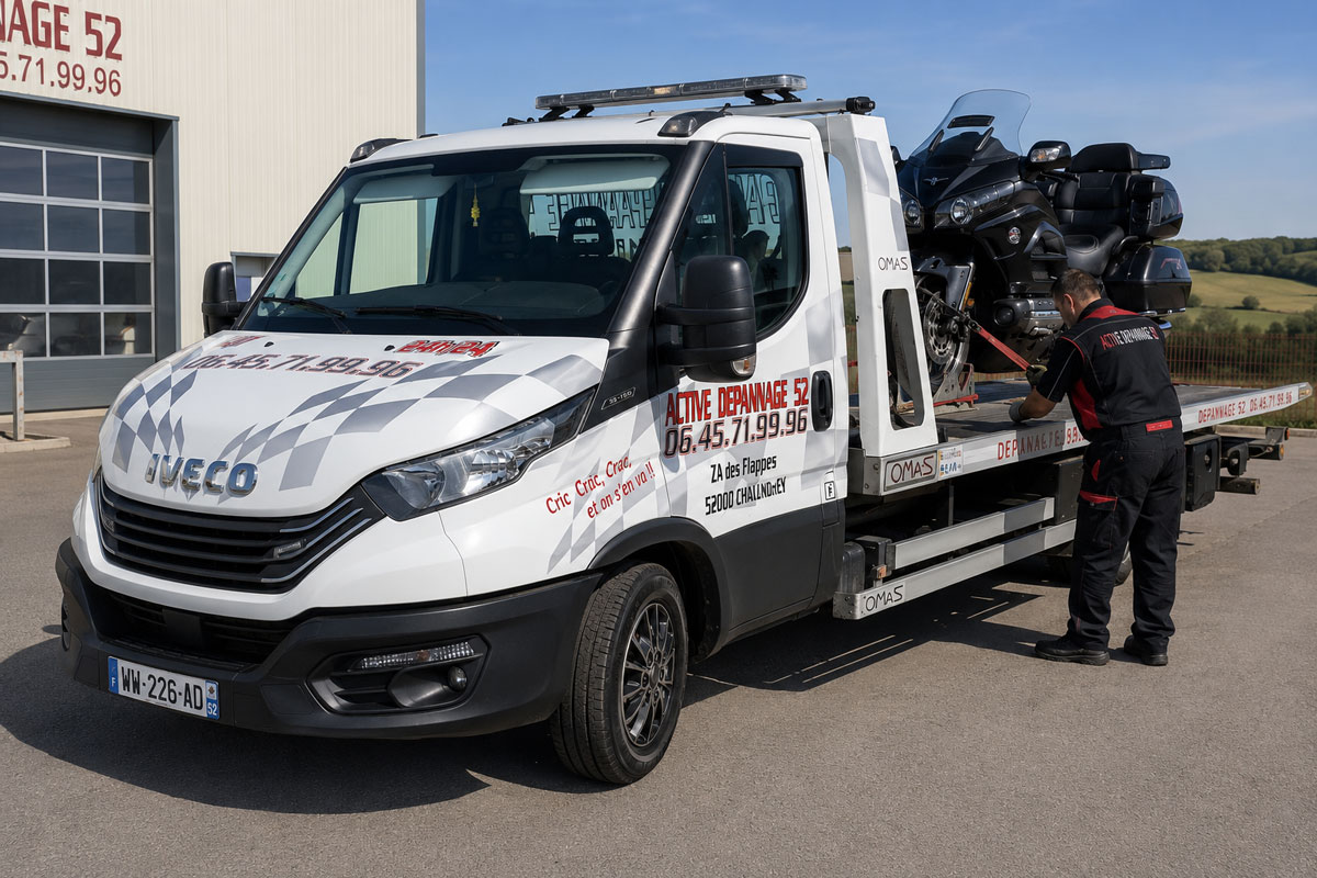 Matériel de dépannage adapté au remorquage de motos